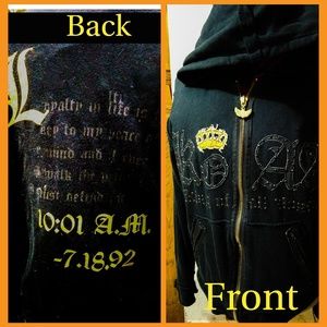 Black Rowdy hoodie with gothic lettering